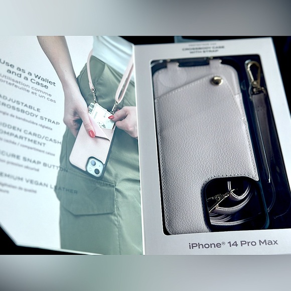 ISLA RAE - iPhone 14 Pro Max Crossbody Case With Strap Card Pocket - Color Pink - Picture 6 of 6